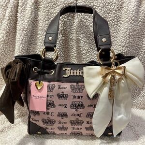 Juicy Couture Brown & Pink Daydreamer tote with Gold accents